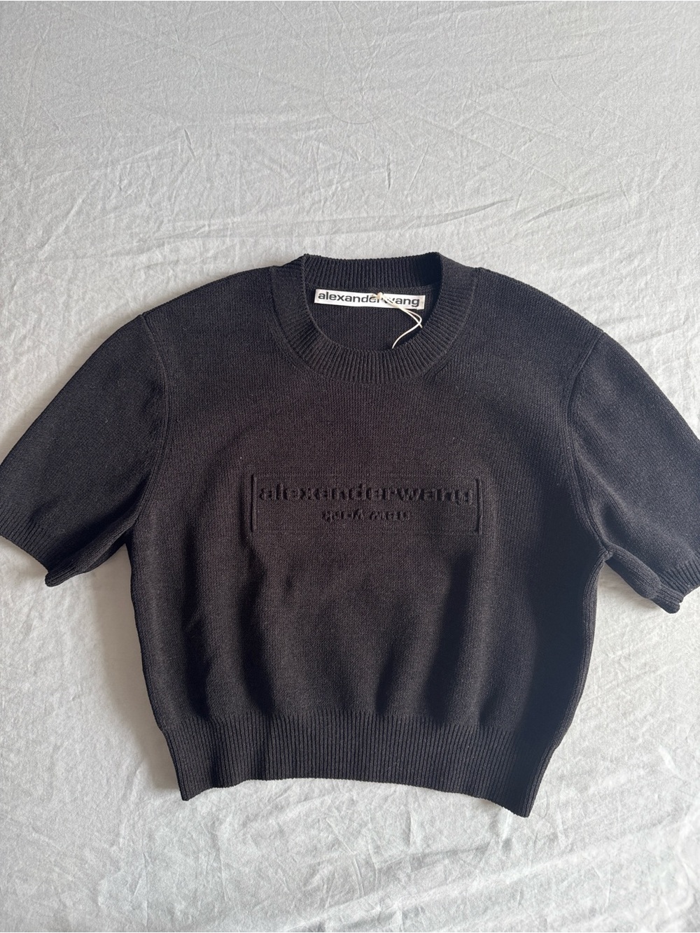 Alexander Wang Black Ribbed Crewneck Knit Top